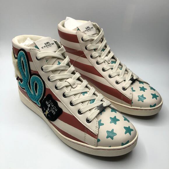 NEW Coach Star Print Hi Top Sneakers  Size US 9.5 - Picture 1 of 8